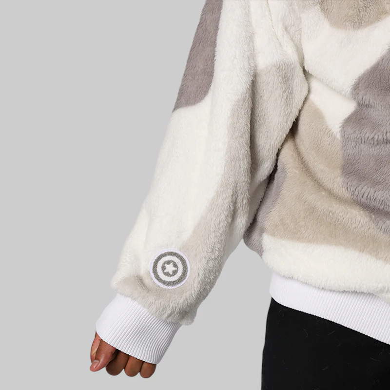 Colour Camo Shark Full Zip Sherpa Jacket - White - Image 9