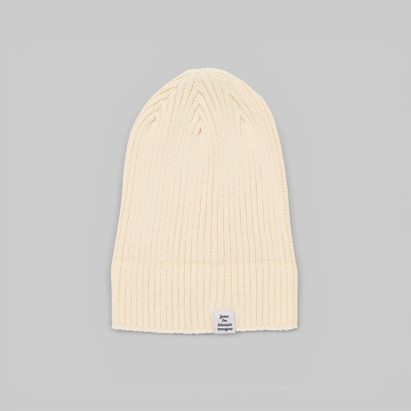 Cotton Rib Beanie - White - Image 3