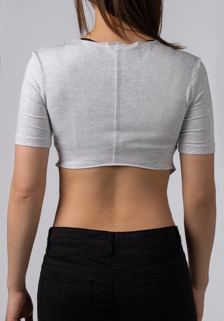 Cropped T-Shirt - Light Grey Heather - Image 2