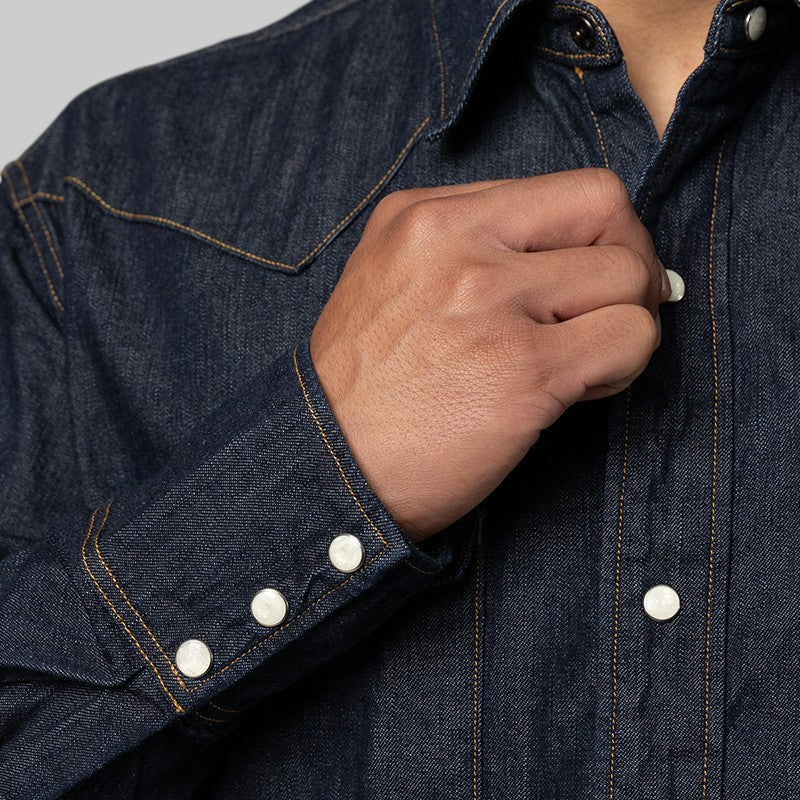 Denim Western Shirt - Indigo - Image 7