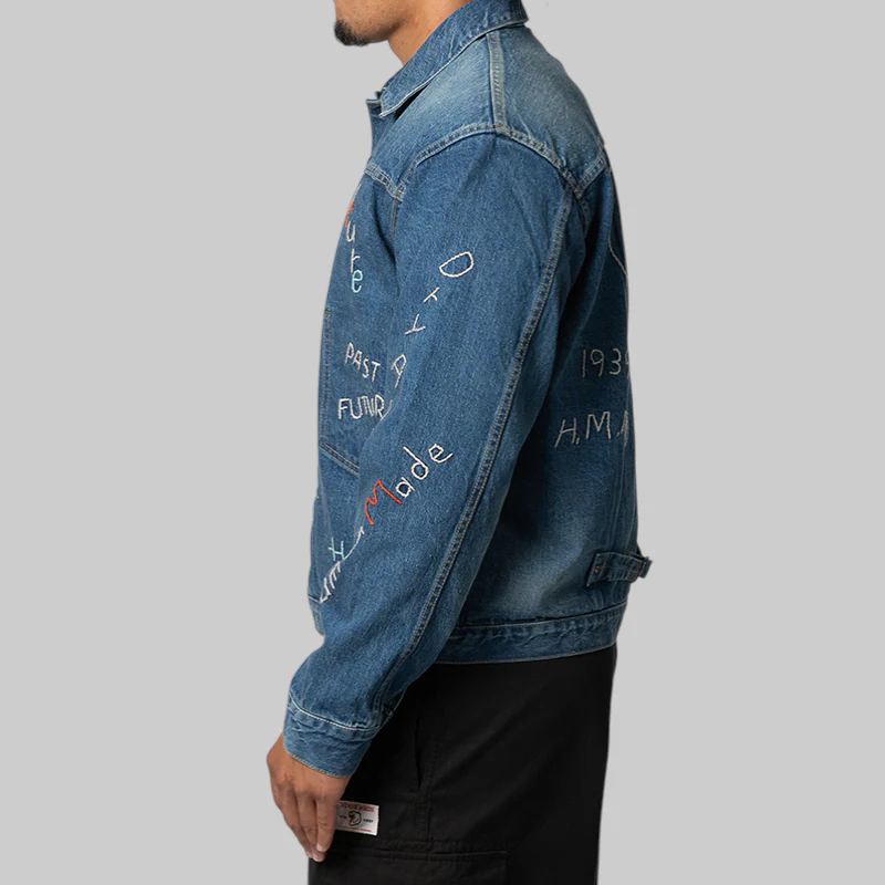 Embroidered Denim Work Jacket - Indigo - Image 3