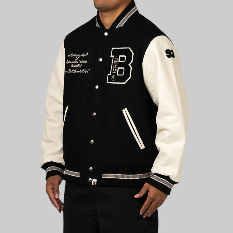 Embroidered Varsity Jacket - Black - Image 2
