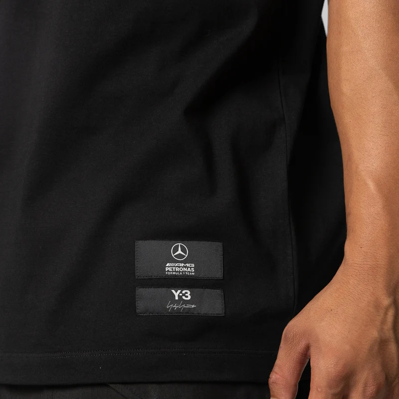 Y-3 Mercedes - AMG Petronas Formula 1 Team Logo Stack Short Sleeve Tee - Image 2