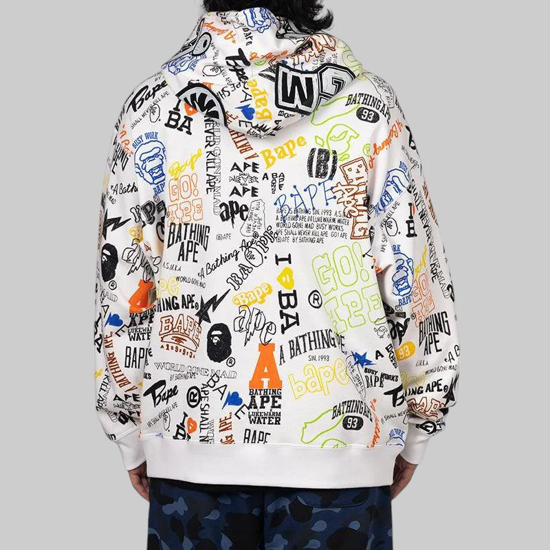 Hand Draw Pattern Shark Zip Hoodie - LAST ONE - Image 7
