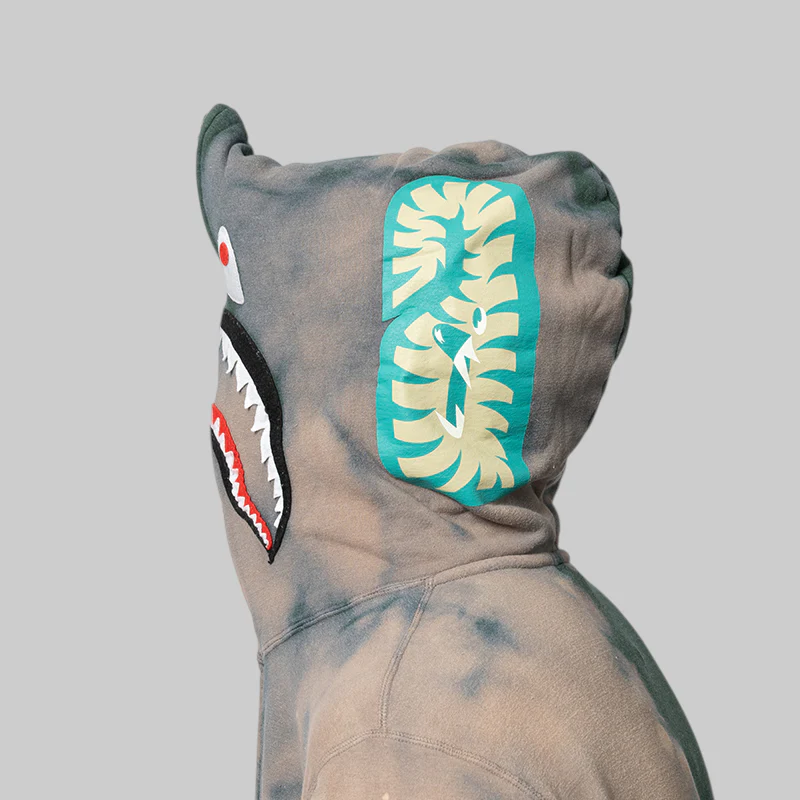 Hand Dye Shark Full Zip Hoodie - Green - Image 7