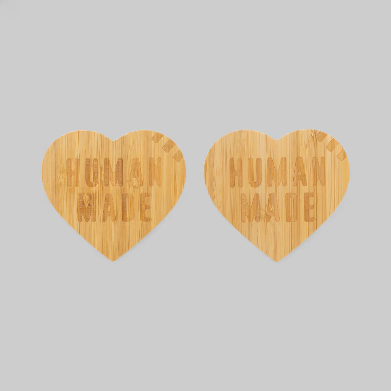 Heart Bamboo Coaster Set 2 Pack - Beige
