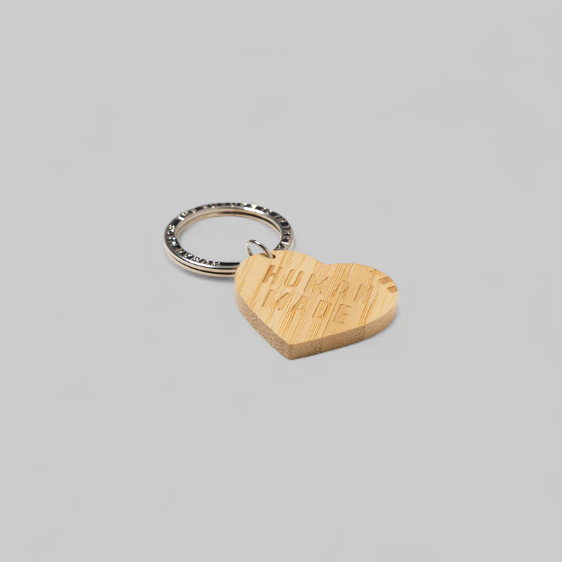 Heart Bamboo Keyring - Beige