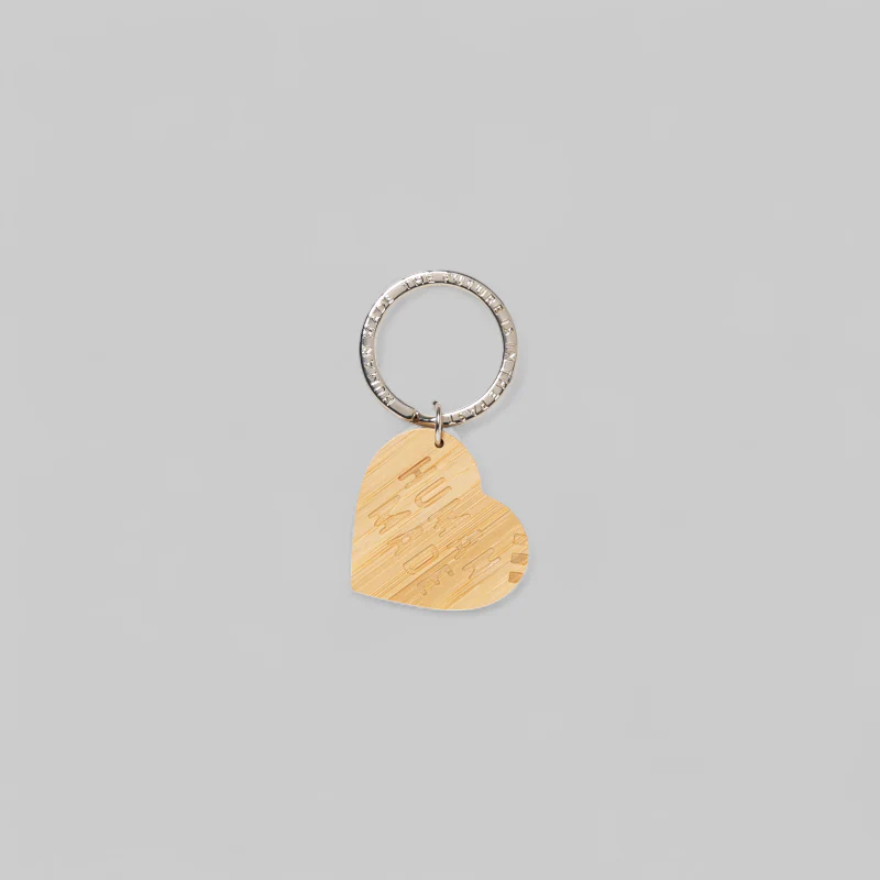 Heart Bamboo Keyring - Beige - Image 2