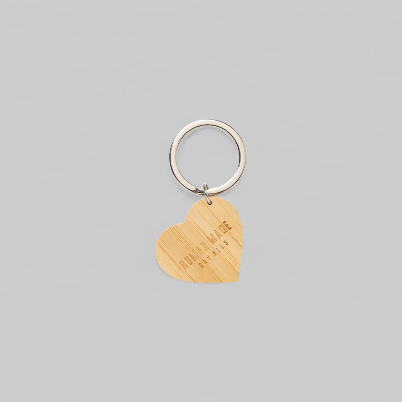 Heart Bamboo Keyring - Beige - Image 3