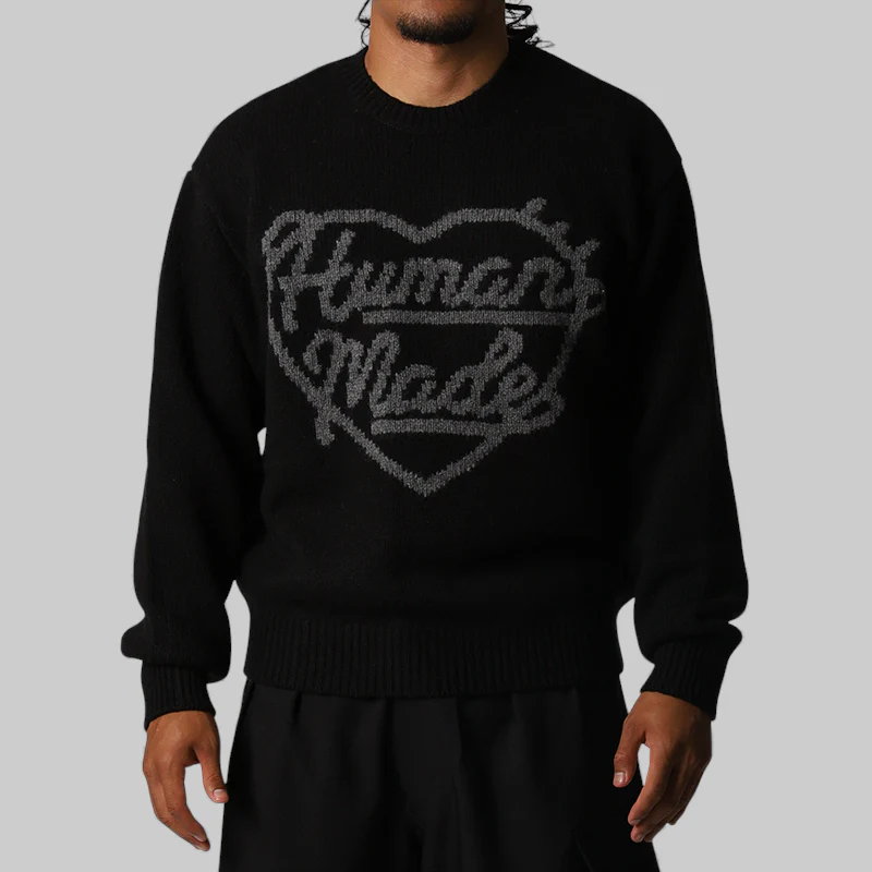 Heart Knit Sweater - Black
