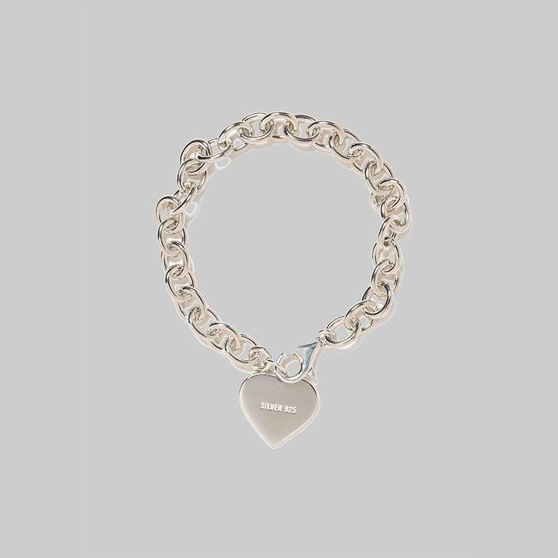 Heart Silver Bracelet - Black - Image 2