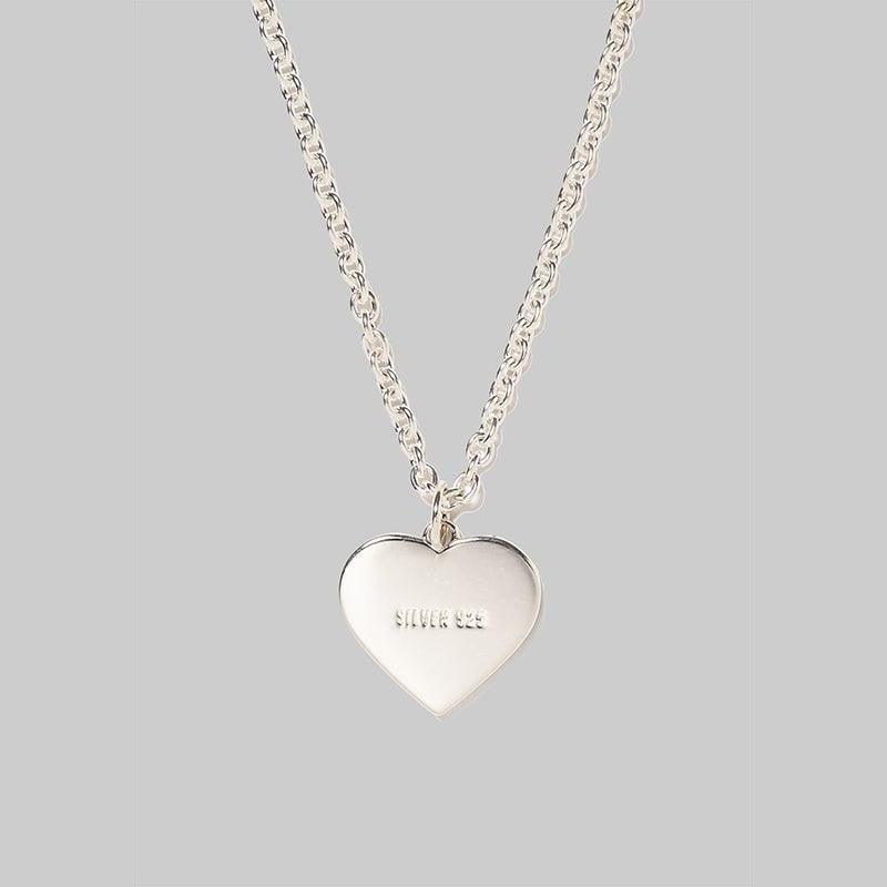 Heart Silver Necklace - Black - Image 2