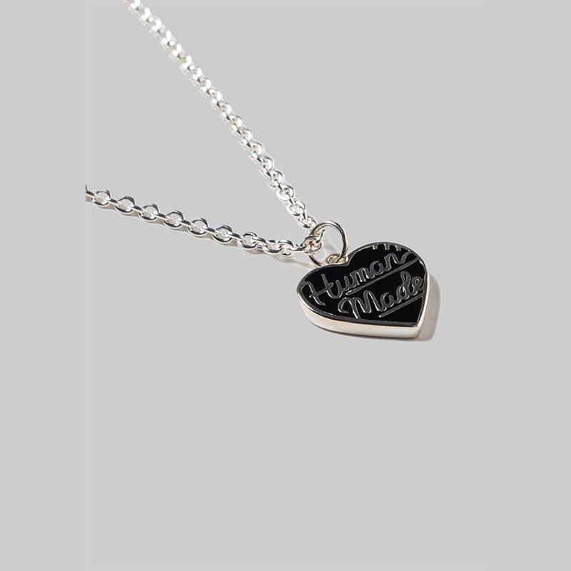 Heart Silver Necklace - Black - Image 4