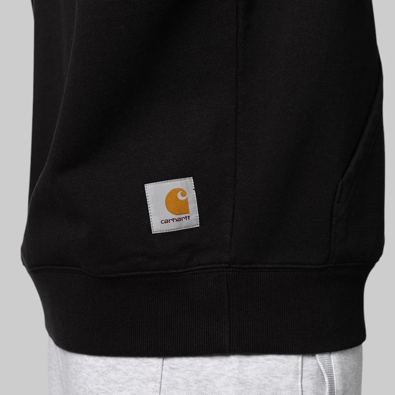 Hooded Mini WIP Sweat Jacket - Black Stone Washed - Image 6