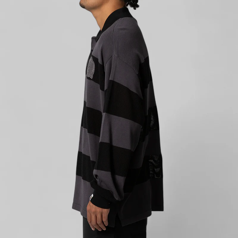 Jacquard Multi Logo Stripe Relaxed Fit Long Sleeve - Black - Image 3