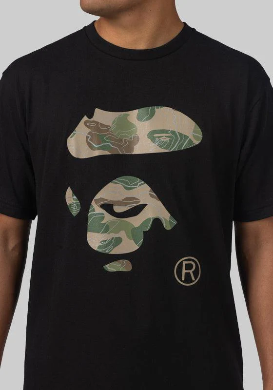 Layered Line Camo Ape Face T-Shirt - Black/Beige - Image 5