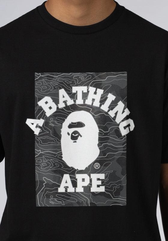 Layered Line Camo On College T-Shirt - Black/Black - Image 4