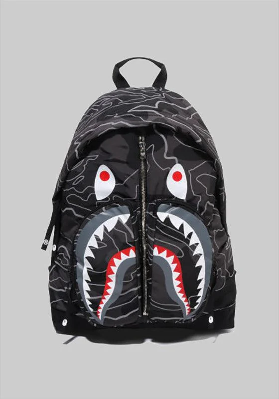 Layered Line Camo Shark Day Pack - Black