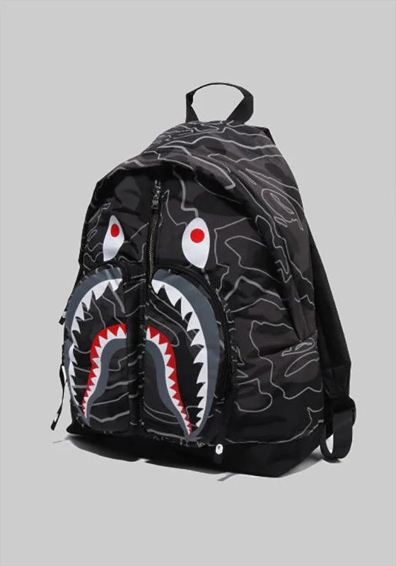 Layered Line Camo Shark Day Pack - Black - Image 3