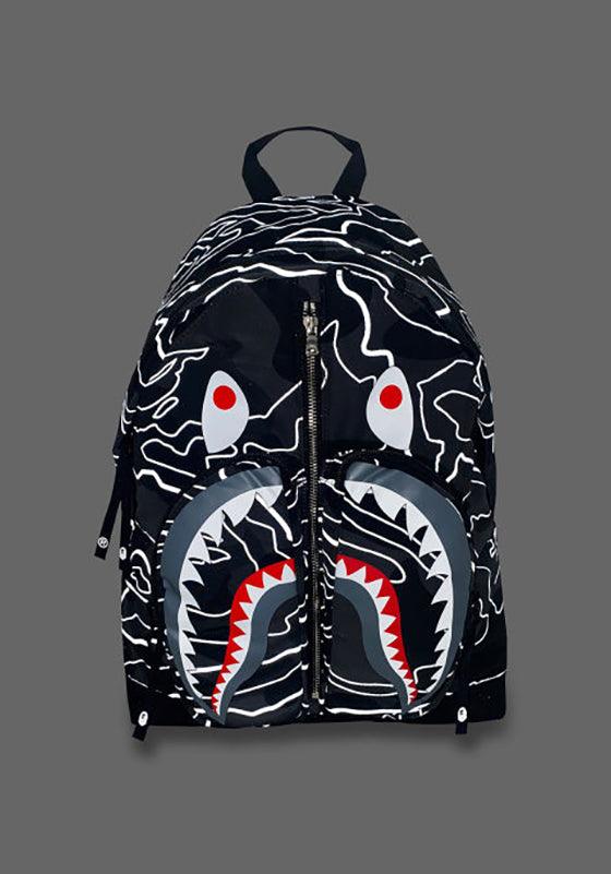 Layered Line Camo Shark Day Pack - Black - Image 4