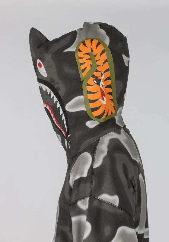 Liquid Camo Shark Full Zip Hoodie - Black - Image 6