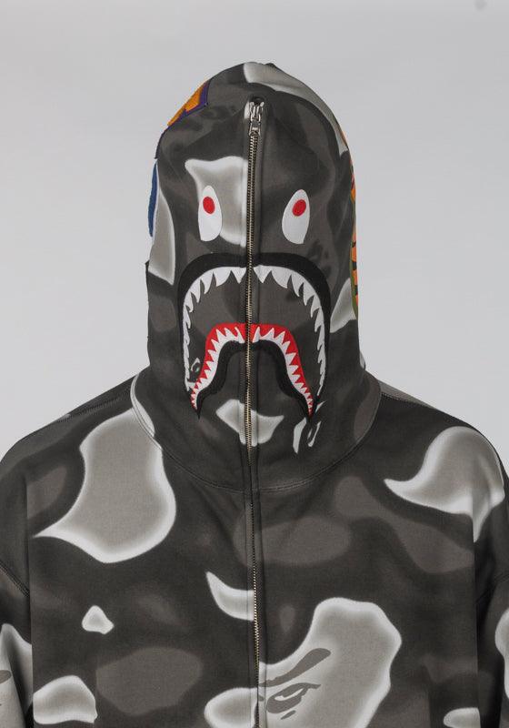 Liquid Camo Shark Full Zip Hoodie - Black - Image 7