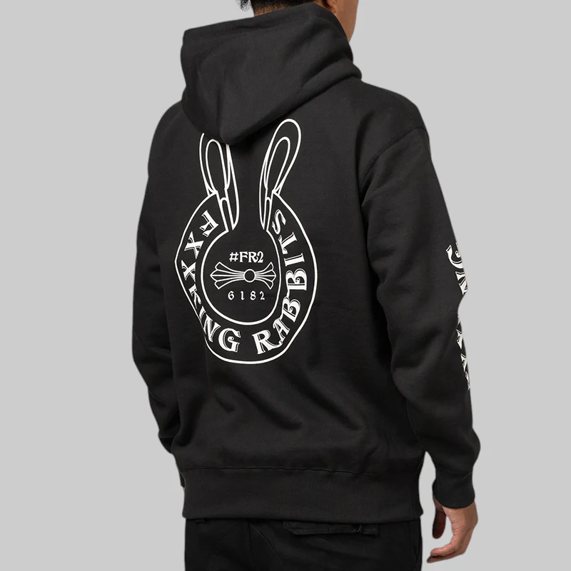 Logo Within Face Outline Zip Hoodie - Black - Image 5