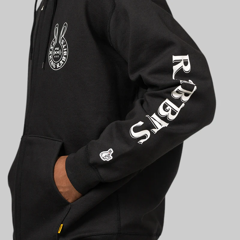 Logo Within Face Outline Zip Hoodie - Black - Image 7
