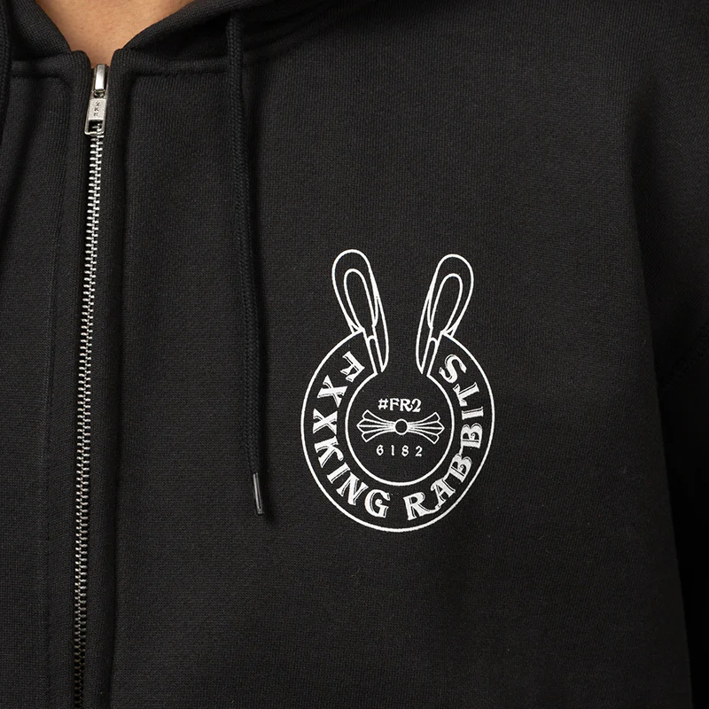 Logo Within Face Outline Zip Hoodie - Black - Image 8