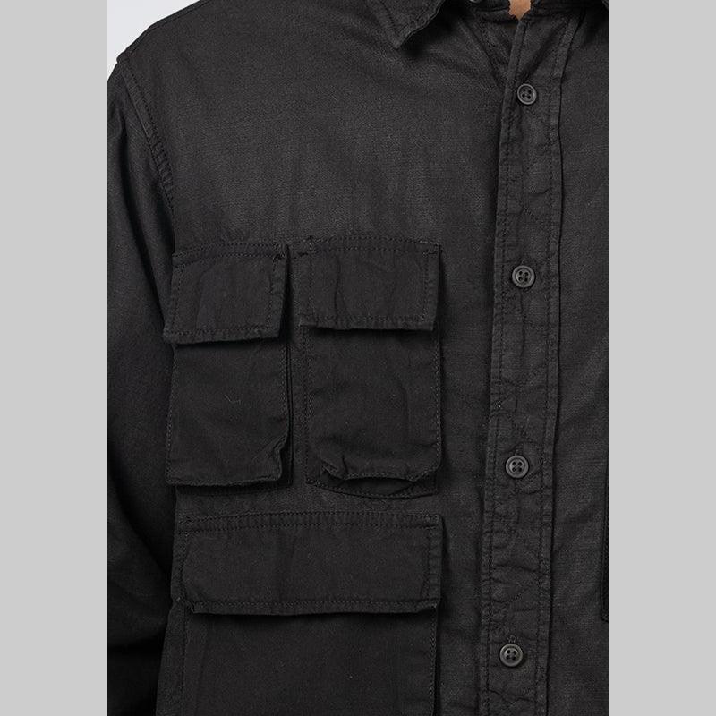 Long Sleeve Multi Pocket Shirt - Black - Image 5