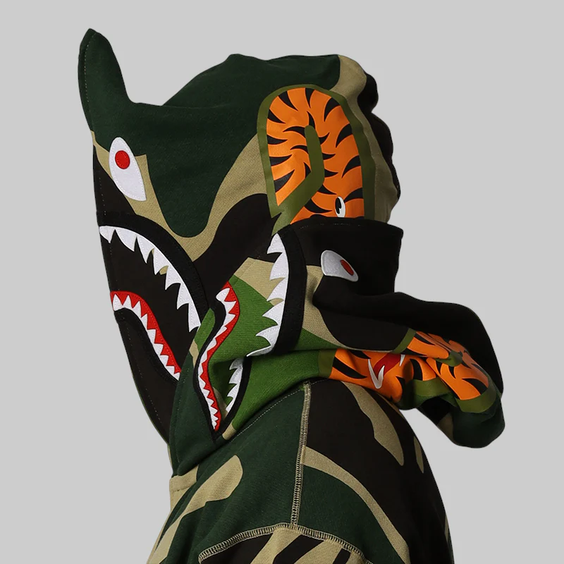 Mega ABC Camo Double Shark Relaxed Fit Hoodie - Green - Image 12