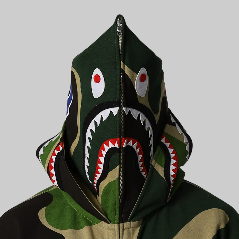 Mega ABC Camo Double Shark Relaxed Fit Hoodie - Green - Image 2