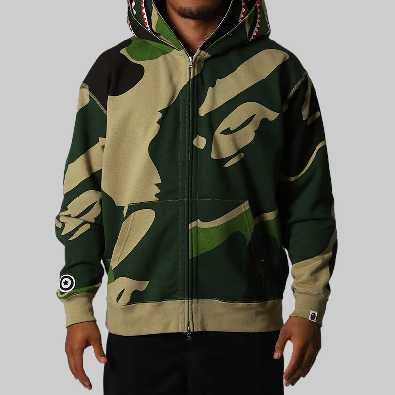 Mega ABC Camo Double Shark Relaxed Fit Hoodie - Green - Image 6