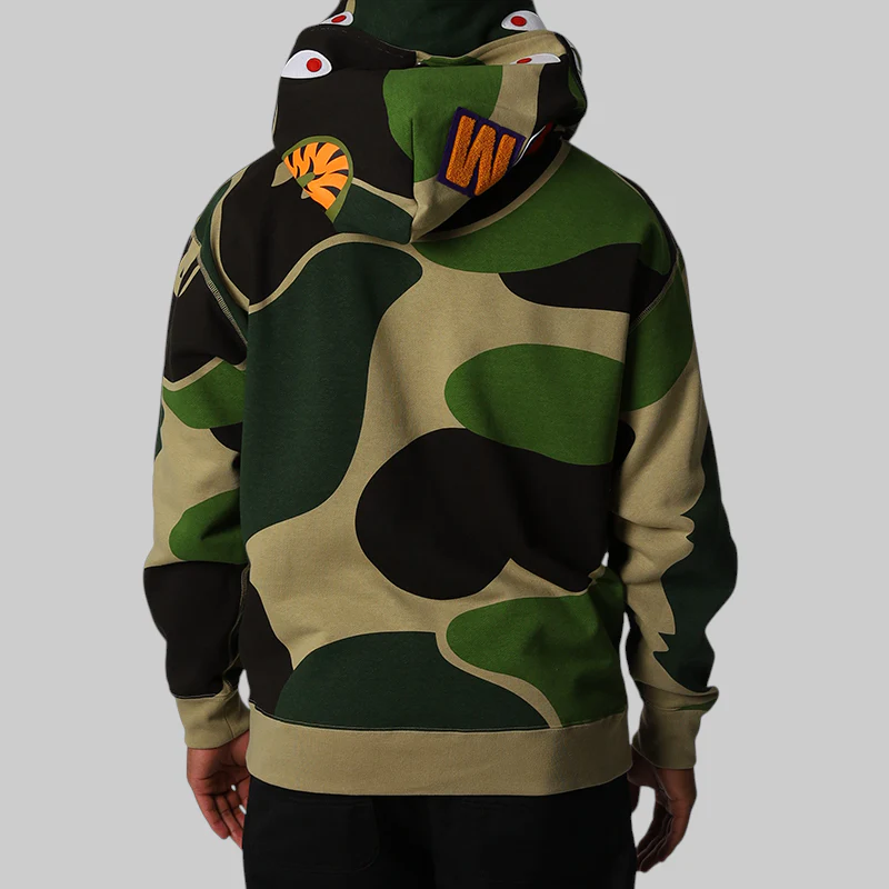 Mega ABC Camo Double Shark Relaxed Fit Hoodie - Green - Image 9