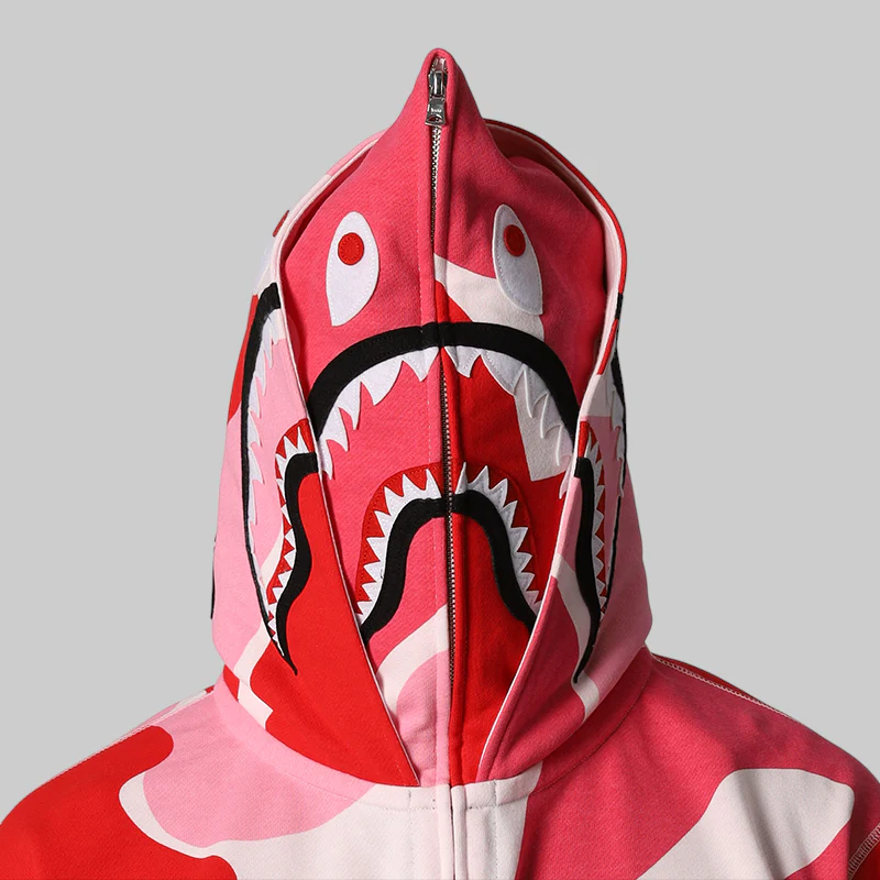 Mega ABC Camo Double Shark Relaxed Fit Hoodie - Pink - Image 10