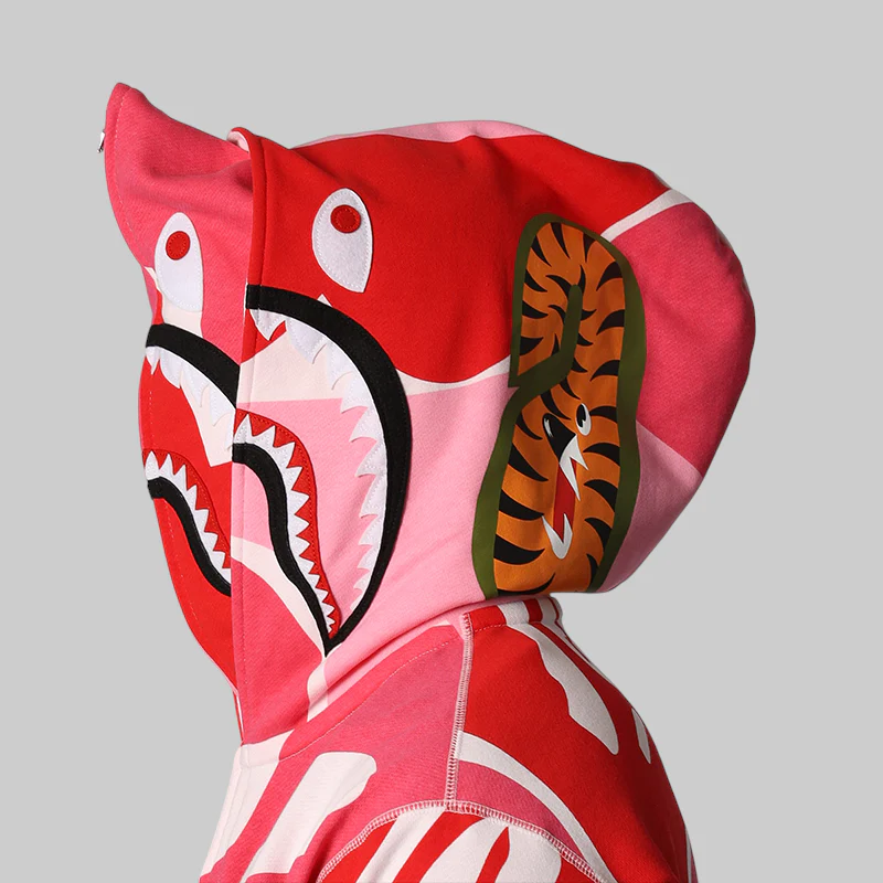 Mega ABC Camo Double Shark Relaxed Fit Hoodie - Pink - Image 11