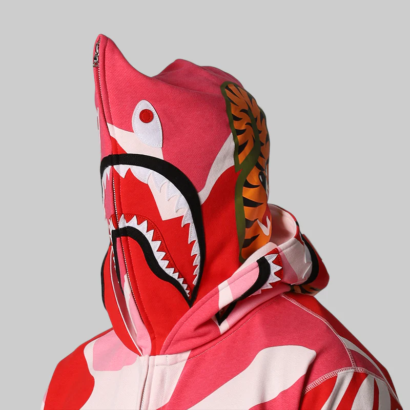 Mega ABC Camo Double Shark Relaxed Fit Hoodie - Pink - Image 12