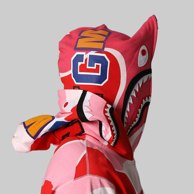 Mega ABC Camo Double Shark Relaxed Fit Hoodie - Pink - Image 2