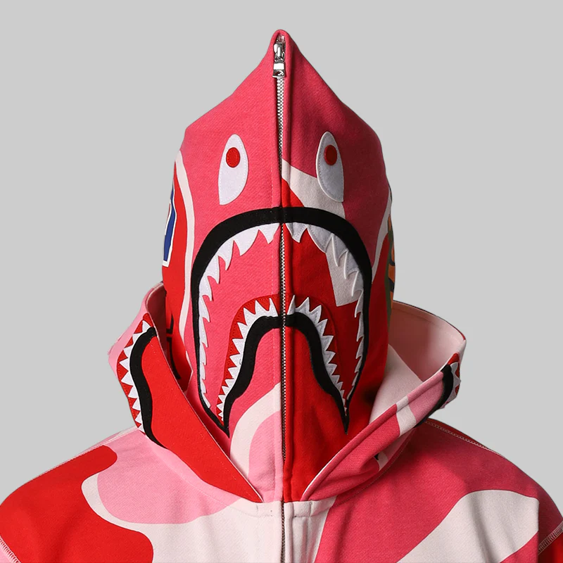 Mega ABC Camo Double Shark Relaxed Fit Hoodie - Pink - Image 3
