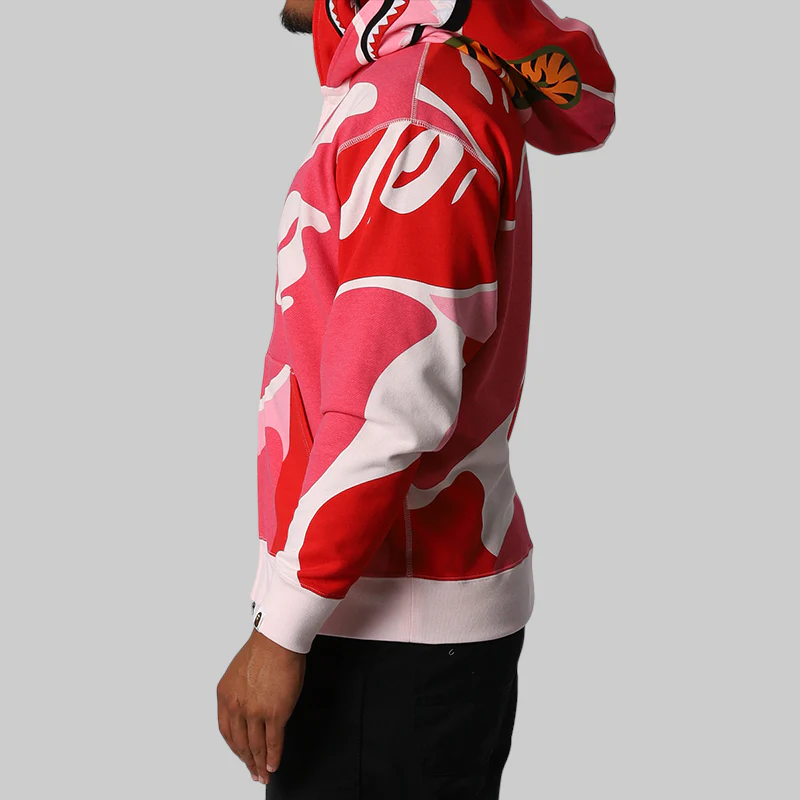Mega ABC Camo Double Shark Relaxed Fit Hoodie - Pink - Image 7