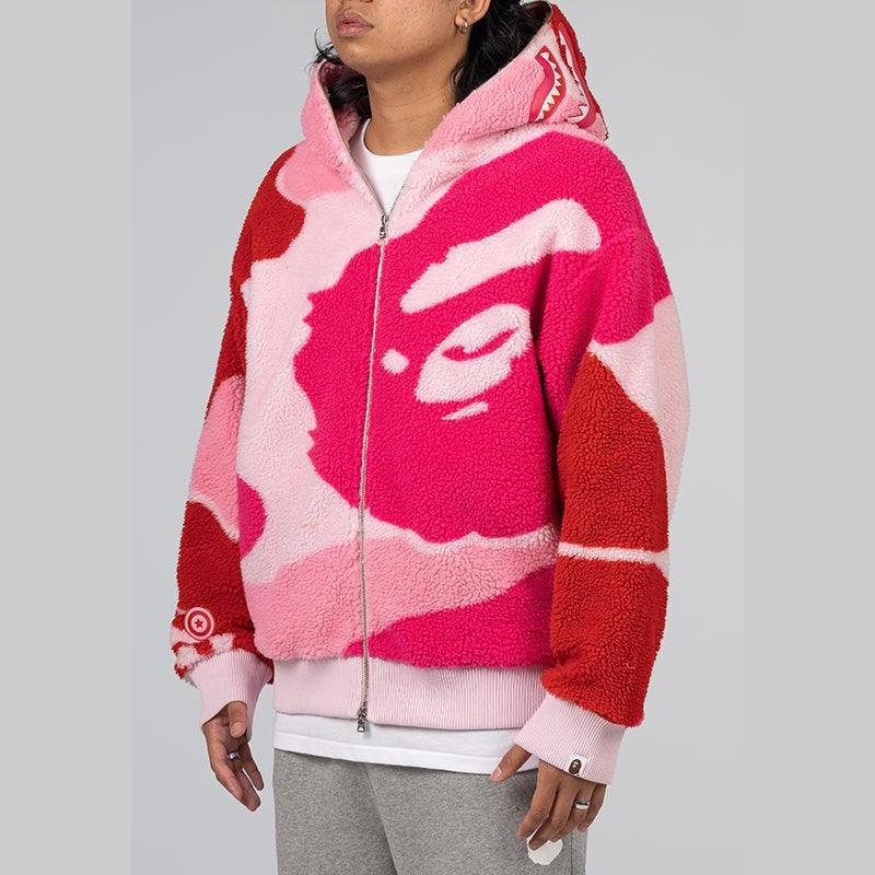 Mega ABC Camo Shark Boa Hoodie Jacket - Pink - Image 4