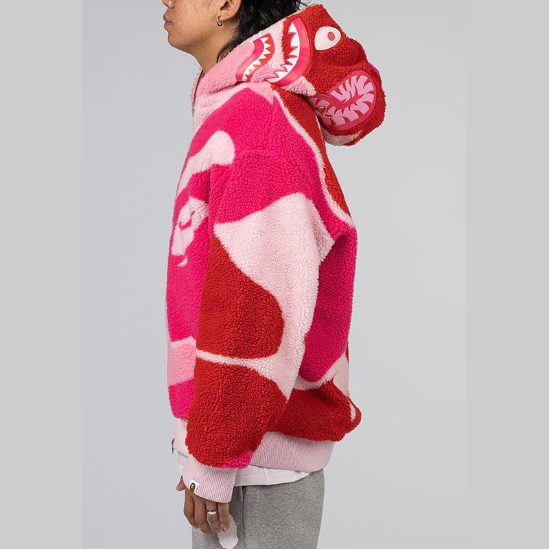 Mega ABC Camo Shark Boa Hoodie Jacket - Pink - Image 5