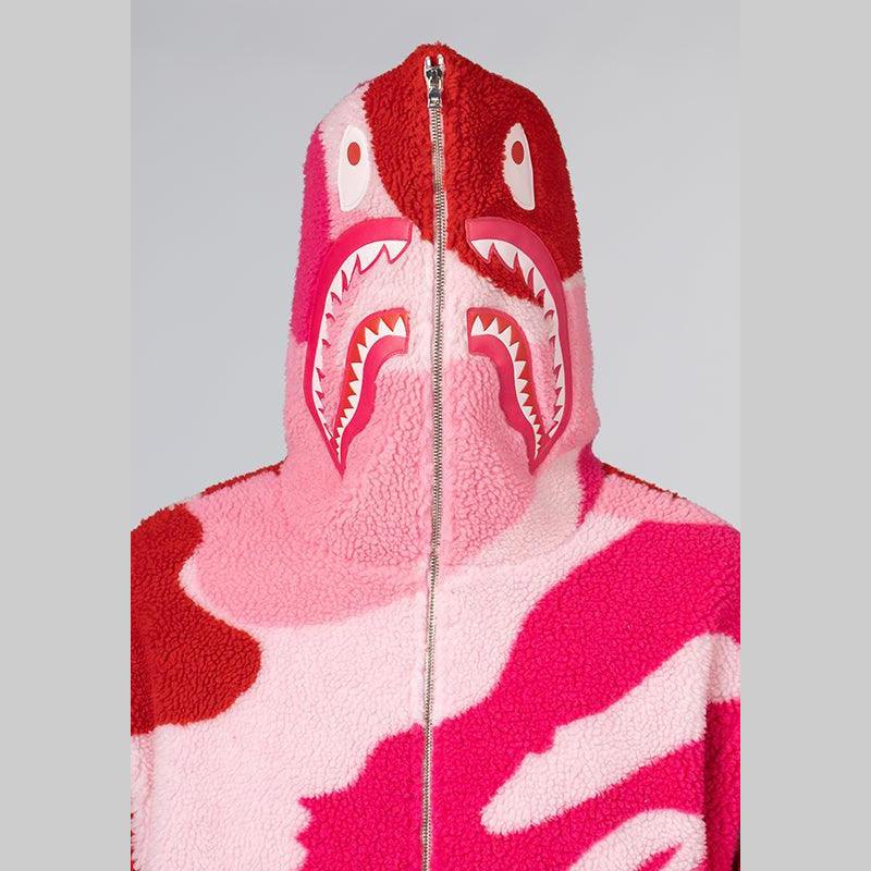 Mega ABC Camo Shark Boa Hoodie Jacket - Pink - Image 7