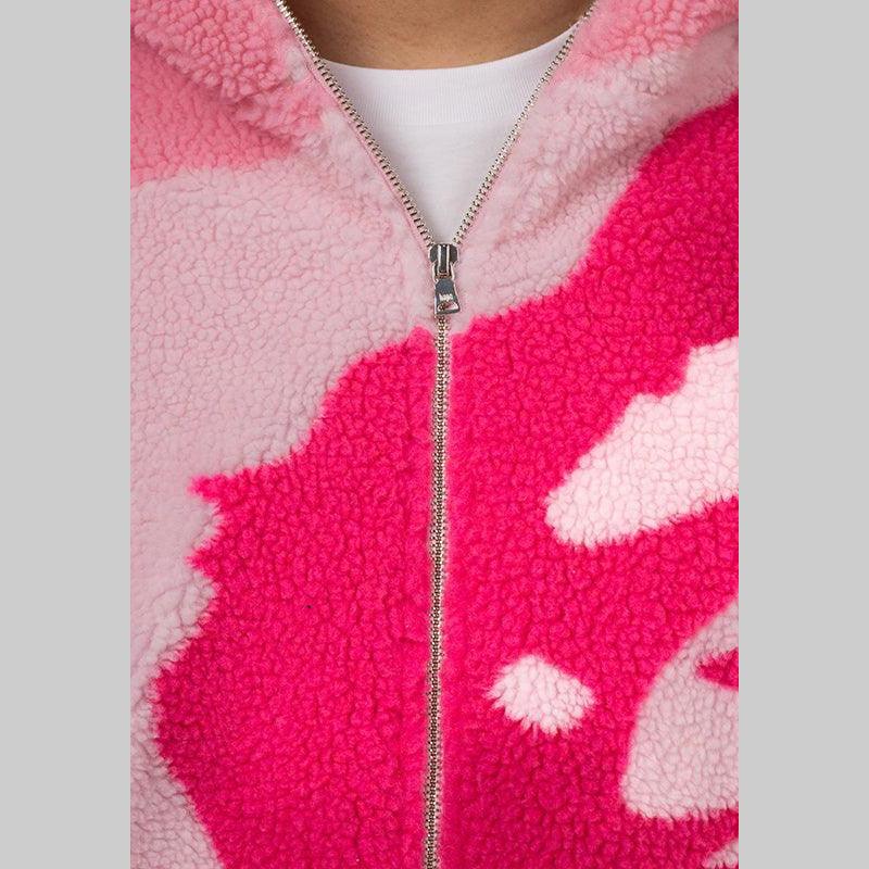 Mega ABC Camo Shark Boa Hoodie Jacket - Pink - Image 9