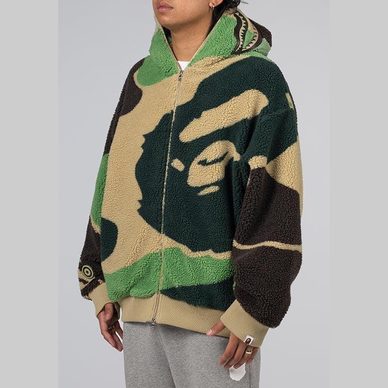 Mega ABC Camo Shark Boa Hoodie Jacket - Green - Image 4