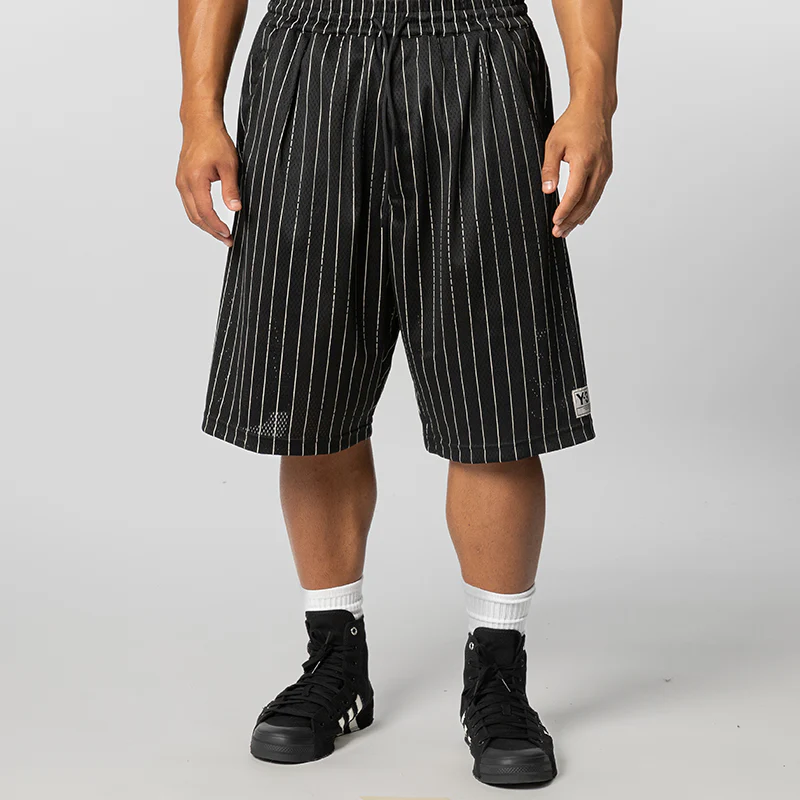 Mesh Pinstripe Short - Black