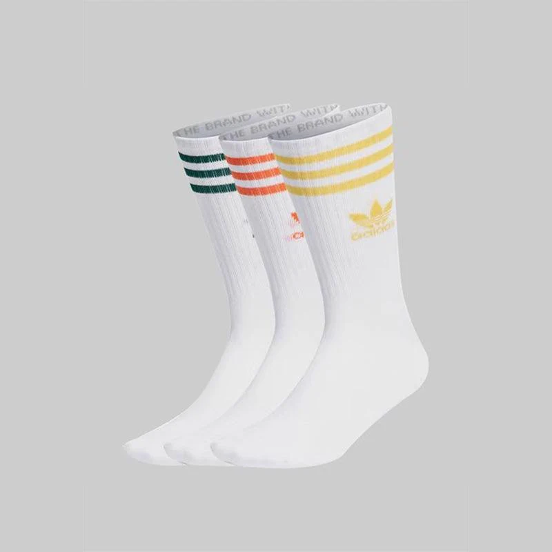 Mid Cut Crew Socks (3 Pack) - White/Gold/Orange