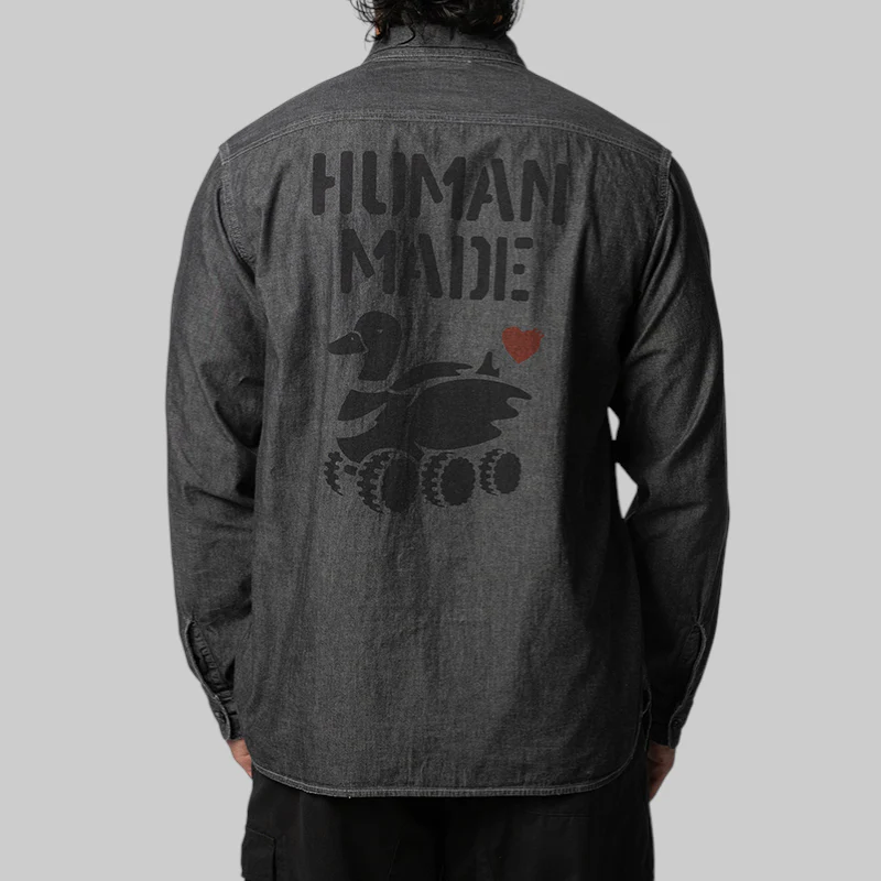 Military Chambray Shirt - Charcoal - Image 4