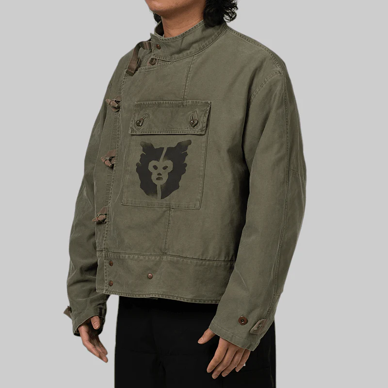 Military Motorcycle Jacket - Olive Drab - Image 2