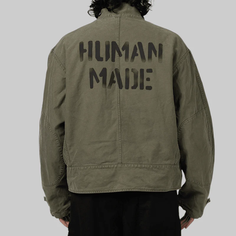 Military Motorcycle Jacket - Olive Drab - Image 4